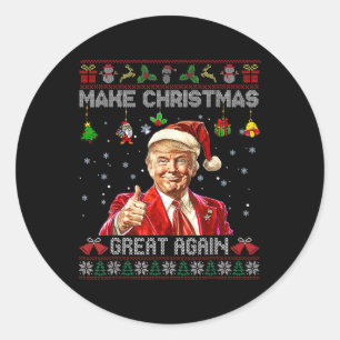 Make Christmas Great Again Funny Santa Trump 2024 Classic Round Sticker