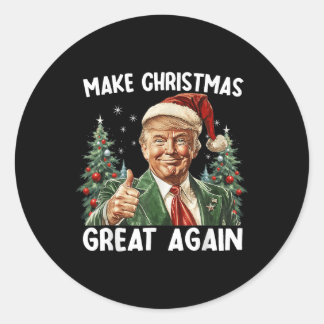 Make Christmas Great Again Funny Santa Trump 2024  Classic Round Sticker