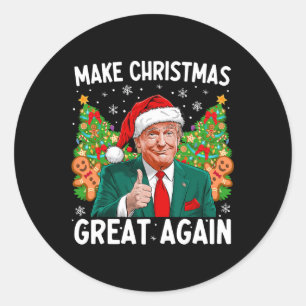 Make Christmas Great Again Funny Santa Trump 2024  Classic Round Sticker