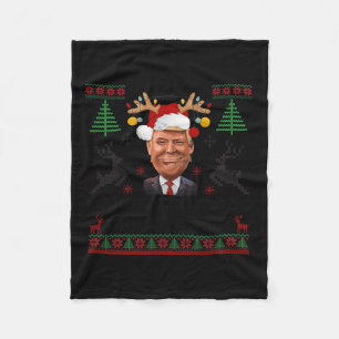 Make Christmas Great Again Funny Santa Trump 2024 Fleece Blanket