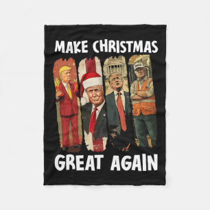 Make Christmas Great Again Funny Santa Trump 2024  Fleece Blanket
