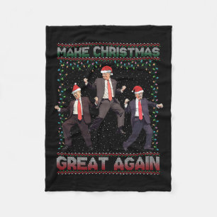 Make Christmas Great Again Funny Santa Trump 2024 Fleece Blanket