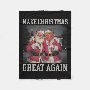 Make Christmas Great Again Funny Santa Trump 2024 Fleece Blanket