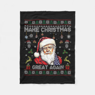 Make Christmas Great Again Funny Santa Trump 2024 Fleece Blanket