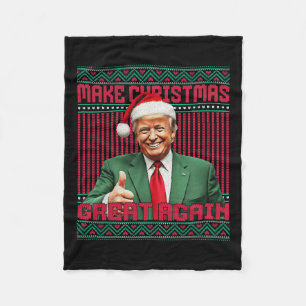 Make Christmas Great Again Funny Santa Trump 2024 Fleece Blanket