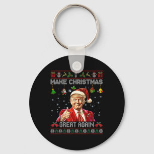 Make Christmas Great Again Funny Santa Trump 2024  Key Ring