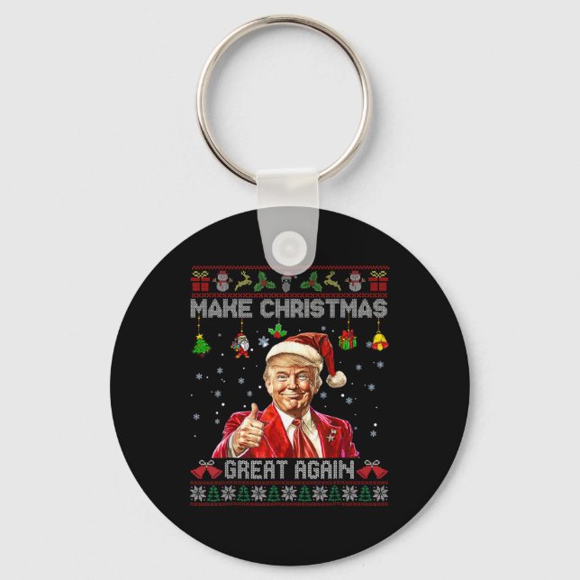 Make Christmas Great Again Funny Santa Trump 2024  Key Ring (Front)
