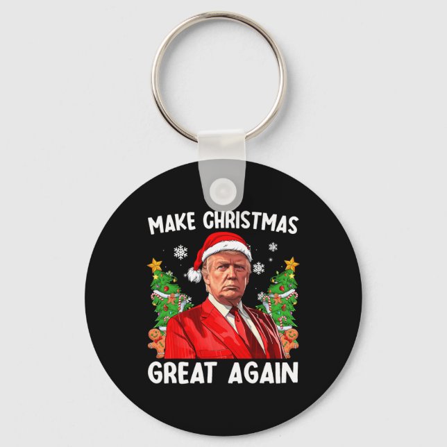 Make Christmas Great Again Funny Santa Trump 2024  Key Ring (Front)