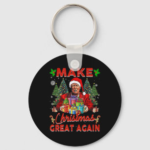 Make Christmas Great Again Funny Santa Trump 2024 Key Ring
