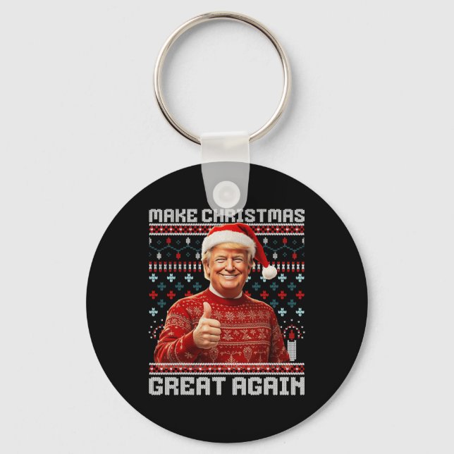 Make Christmas Great Again Funny Santa Trump 2024  Key Ring (Front)