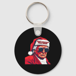 Make Christmas Great Again Funny Santa Trump 2024 Key Ring