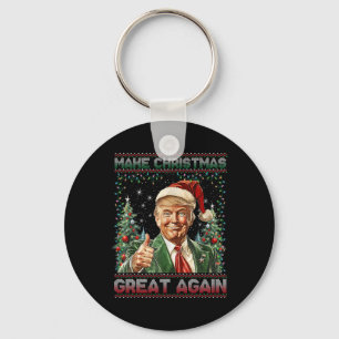 Make Christmas Great Again Funny Santa Trump 2024 Key Ring