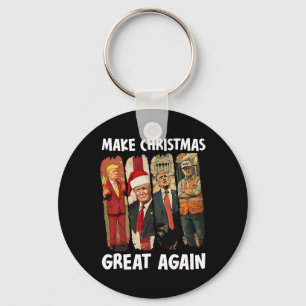 Make Christmas Great Again Funny Santa Trump 2024 Key Ring