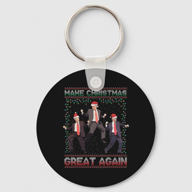 Make Christmas Great Again Funny Santa Trump 2024  Key Ring (Front)