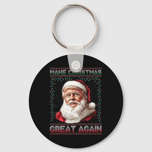 Make Christmas Great Again Funny Santa Trump 2024  Key Ring (Front)
