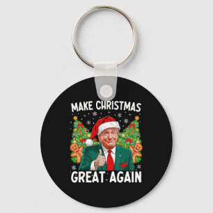 Make Christmas Great Again Funny Santa Trump 2024  Key Ring