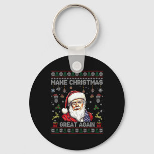 Make Christmas Great Again Funny Santa Trump 2024 Key Ring