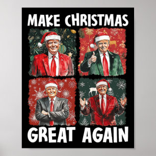 Make Christmas Great Again Funny Santa Trump 2024  Poster