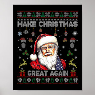 Make Christmas Great Again Funny Santa Trump 2024 Poster
