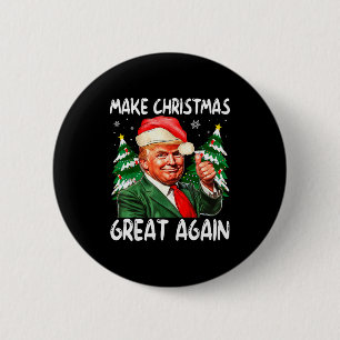 Make Christmas Great Again Funny Santa Trump 2025  6 Cm Round Badge