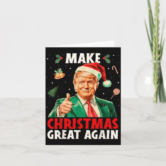 Make Christmas Great Again Funny Santa Trump 2025  Card (Front)