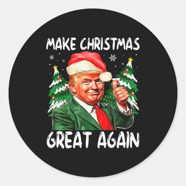 Make Christmas Great Again Funny Santa Trump 2025  Classic Round Sticker (Front)