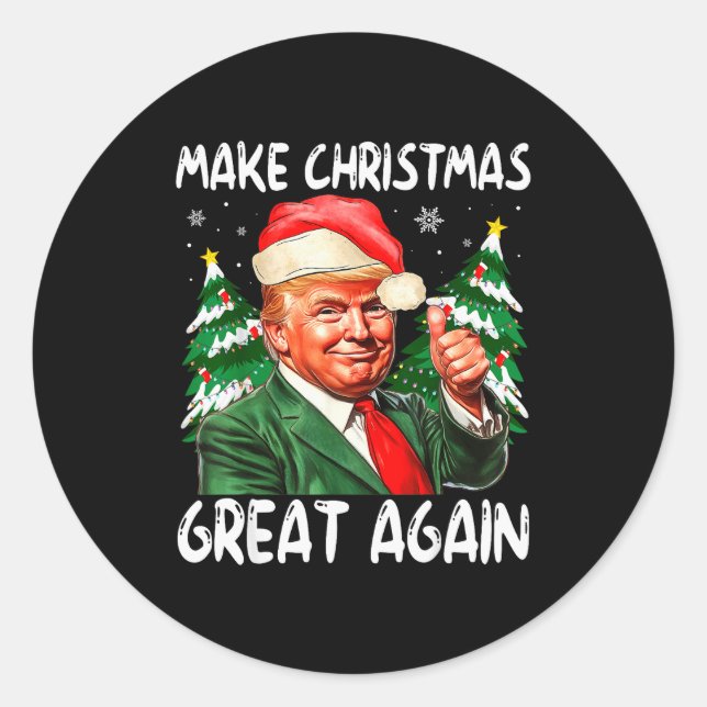 Make Christmas Great Again Funny Santa Trump 2025  Classic Round Sticker (Front)