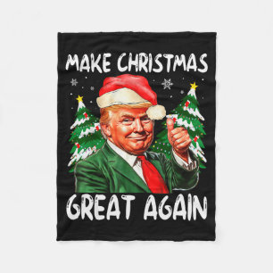 Make Christmas Great Again Funny Santa Trump 2025  Fleece Blanket