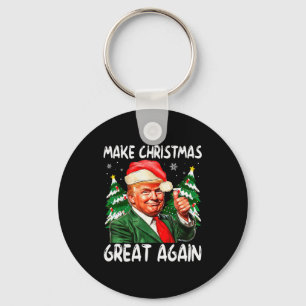 Make Christmas Great Again Funny Santa Trump 2025 Key Ring