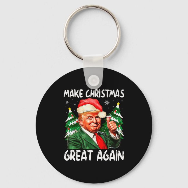 Make Christmas Great Again Funny Santa Trump 2025  Key Ring (Front)