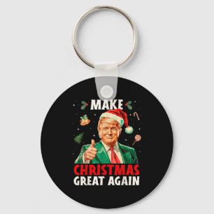 Make Christmas Great Again Funny Santa Trump 2025  Key Ring