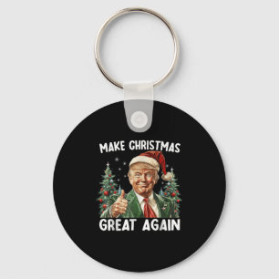 Make Christmas Great Again Funny Santa Trump 2025  Key Ring