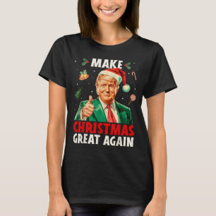 Make Christmas Great Again Funny Santa Trump 2025  T-Shirt