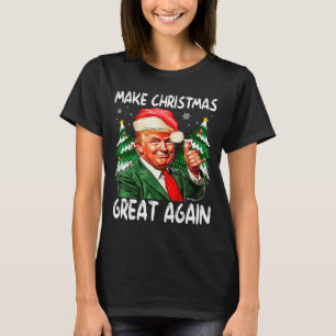 Make Christmas Great Again Funny Santa Trump 2025 T-Shirt