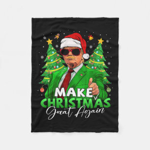 Make Christmas Great Again Funny Santa Trump Chris Fleece Blanket