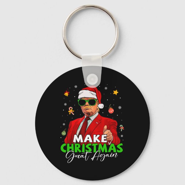 Make Christmas Great Again Funny Santa Trump Chris Key Ring (Front)