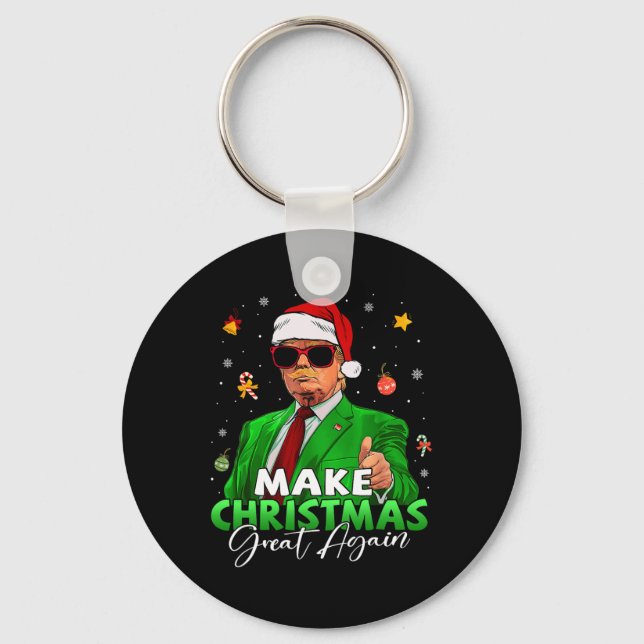 Make Christmas Great Again Funny Santa Trump Chris Key Ring (Front)