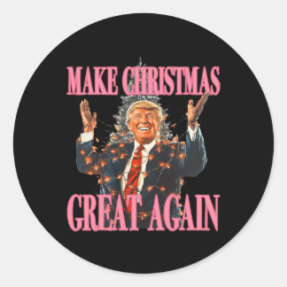 Make Christmas Great Again Funny Santa Trump Xmas Classic Round Sticker