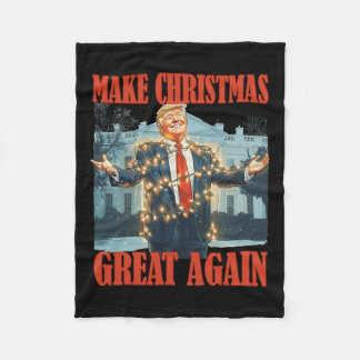 Make Christmas Great Again Funny Santa Trump Xmas  Fleece Blanket