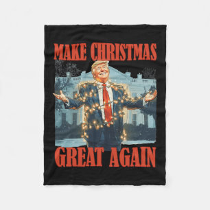 Make Christmas Great Again Funny Santa Trump Xmas Fleece Blanket