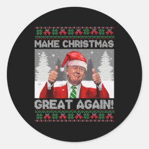 Make Christmas Great Again Funny Trump Pyjamas Ugl Classic Round Sticker