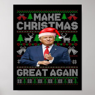 Make Christmas Great Again Funny Trump Santa Hat X Poster