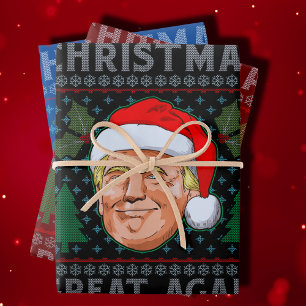Make Christmas Great Again Funny Trump Ugly Xmas Wrapping Paper Sheet