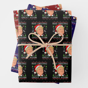 Make Christmas Great Again Funny Trump Ugly Xmas Wrapping Paper Sheet