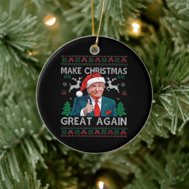 Make Christmas Great Again Funny Trump Xmas Ceramic Tree Decoration (Tree)