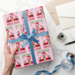 Make Christmas Great Again Gift Wrap, Trump Pink Wrapping Paper