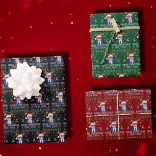 Make Christmas Great Again I Ugly Trump Wrapping Paper Sheet