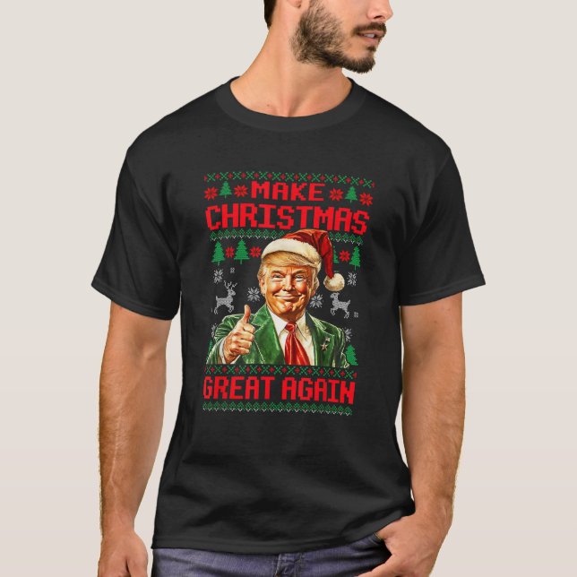 Make Christmas Great Again Pyjamas Xmas Trump Sant T-Shirt (Front)