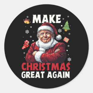 Make Christmas Great Again Santa Funny Trump Xmas  Classic Round Sticker