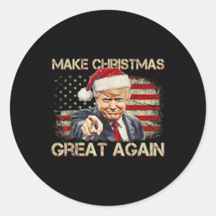 Make Christmas Great Again Santa Funny Trump Xmas  Classic Round Sticker